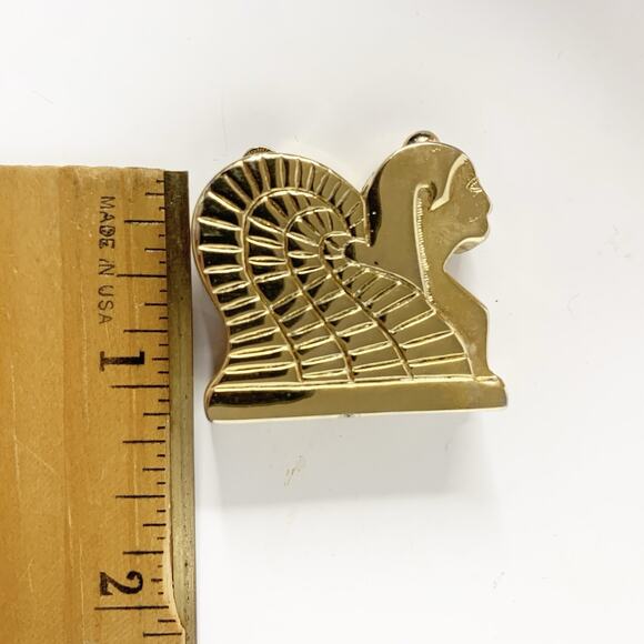 Vintage Sphinx Pavot Amun Solid Perfume Compact Gold Tone Egyptian Figural Rare - Picture 9 of 9